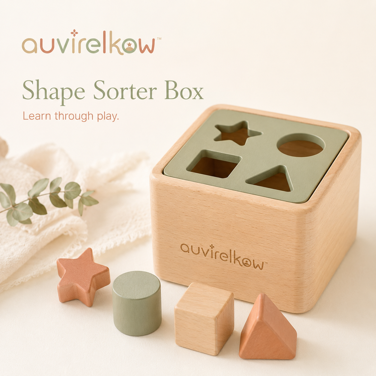 Montessori Wooden Shape Sorter Box for Toddlers, Preschool Matching Puzzle and Early Learning Toy
