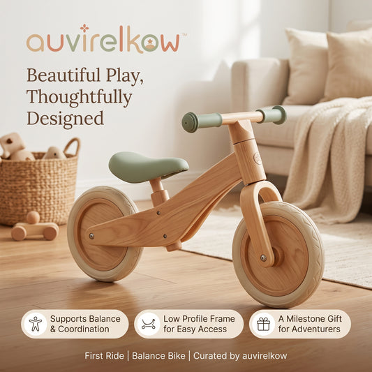 Wooden Balance Bike for Toddlers, Lightweight First Ride-On Training Bike and Active Gift